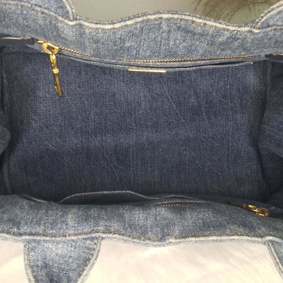 Prada Two-Way Canapa Tote - Blue Denim w/ Original Crossbody Strap & COA - Picture 12 of 17